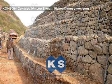 Tahan lama Tembok Penahan Tembaga Hexagonal Wire Mesh Galvanized Wire Stone Boxes